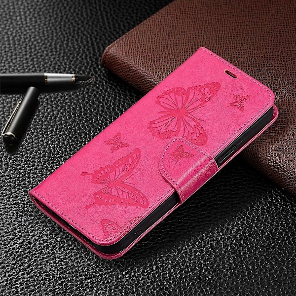 Wallet Stand Case til Xiaomi Redmi Note 12 4G Sommerfugl Præget Læder Telefon Cover med Rem Multicolor Style E
