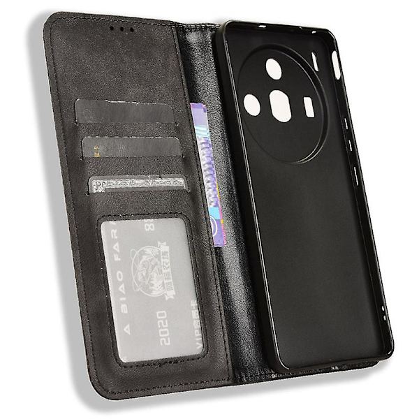 För Zte Nubia Z50s Pro 5g Retro Texture Case Pu Läderställ Magnetisk Flip Cover Black