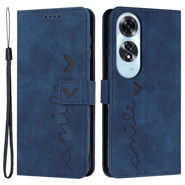 Til Oppo A60 4G Etui Hjertepræget PU Læder Wallet Telefon Cover med Rem Multicolor Style D