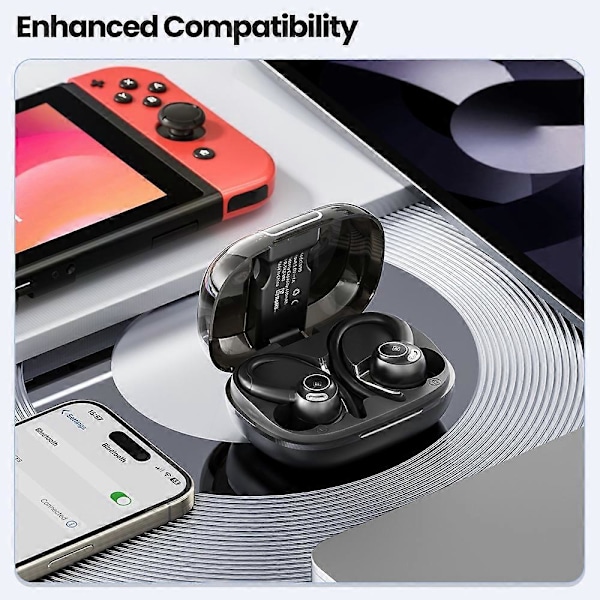 TOOCKI V90 Bluetooth-kompatibla Hörlurar Öronkrok Digital Display Trådlöst Headset