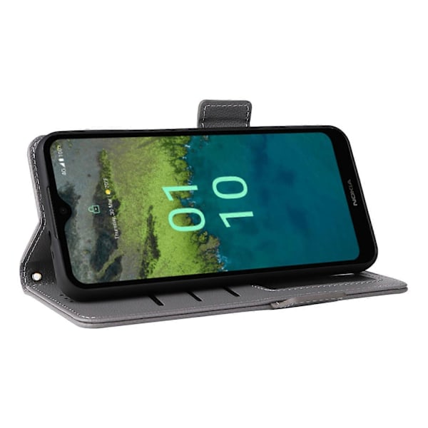 Reptåligt Telefonfodral för Nokia C110 Litchi Textur PU Läder Plånboksfodral med Ställ Multicolor Style D