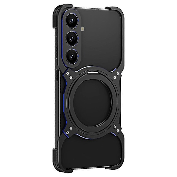 Til Samsung Galaxy S24+ Cover Støtteben Metal Bumper Magnetisk Telefon Cover Multicolor Black/Blue