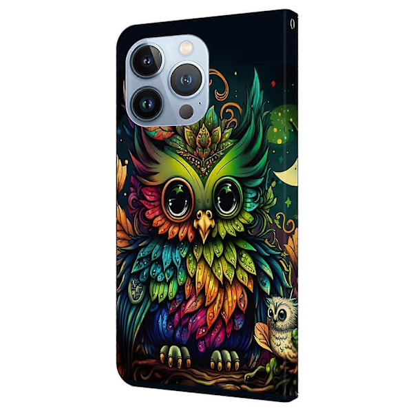Til iPhone 16 Pro Max Etui Mønsterprintet Beskyttelsescover TPU+PU Læder Flip Telefon Etui Multicolor Style L