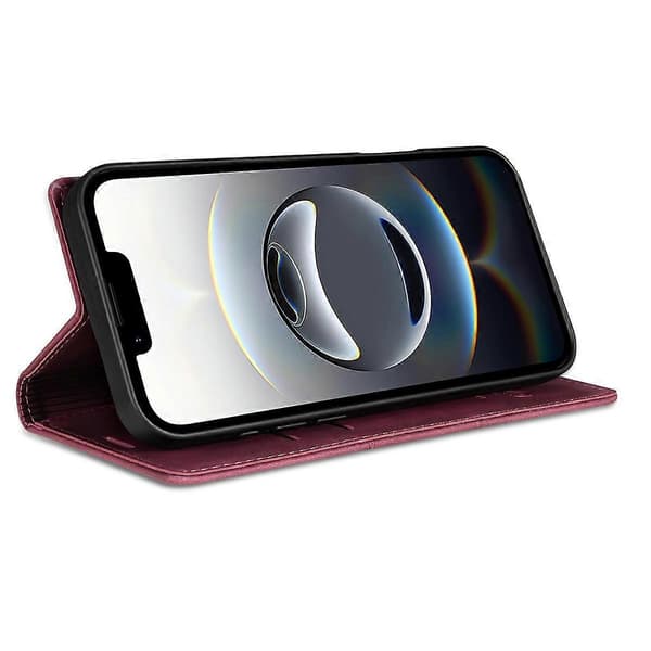 Til iPhone 16e Wallet Case Magnetisk Lukning Læder Telefon Cover Multicolor Wine Red