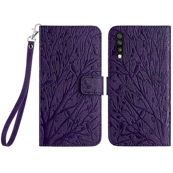 Læderetui med pung til Samsung Galaxy A70, præget læder telefoncover Multicolor Style D