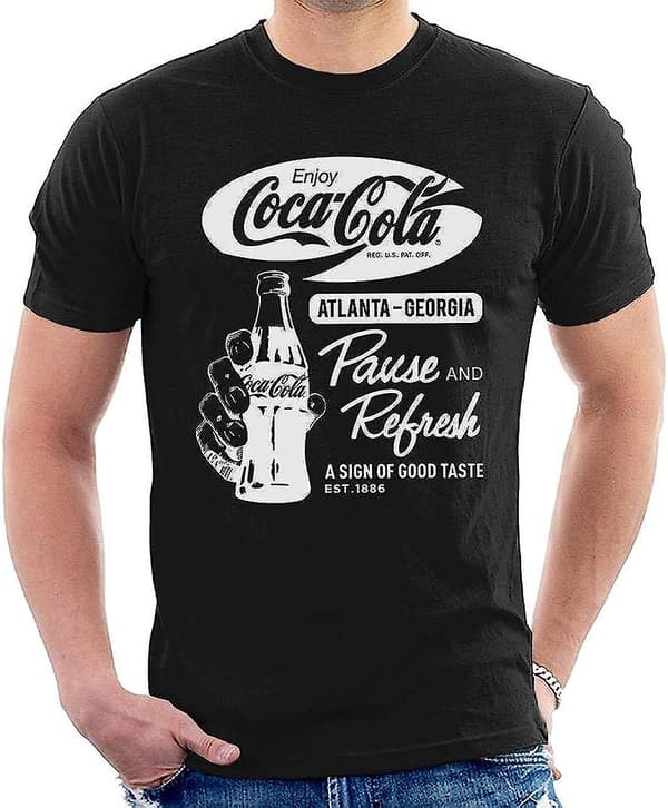 Coca Cola Pause And Refresh Retro T-paita miehille Black S