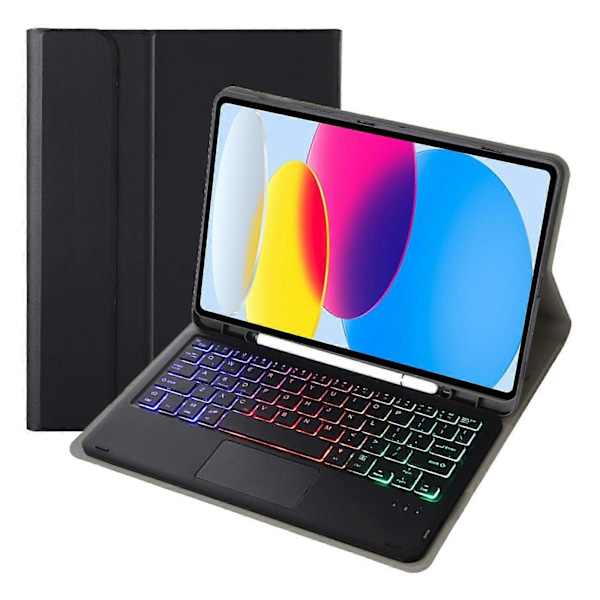 Type C A10B-AS iPad 10.9 (2022) -mallille, kynäpaikkamuotoilu, nahka + TPU-tablettitelinekotelo + irrotettava Multicolor Style A