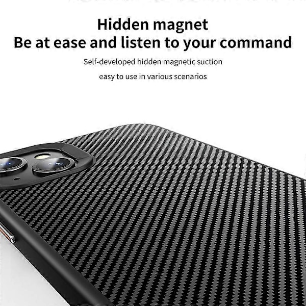 Magnetiskt skal för iPhone 15 kompatibelt med MagSafe, kolfibertextur PC + TPU-skydd