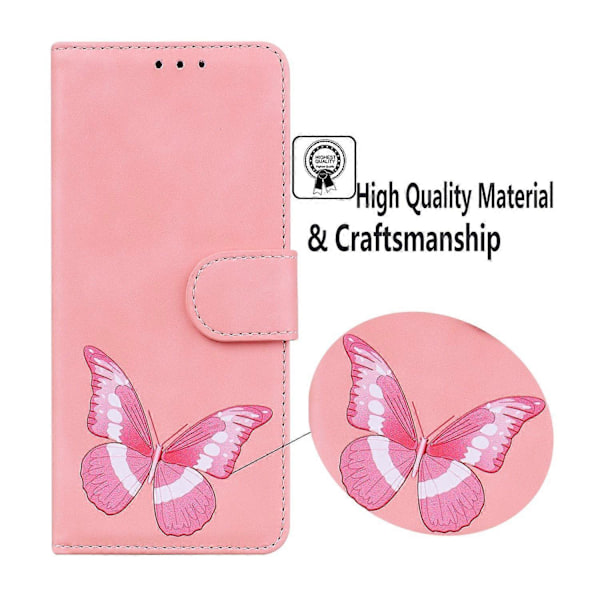 Til Realme 13+ 5G Stand Case PU Læder Telefon Cover Sommerfugl Trykt Multicolor Style C