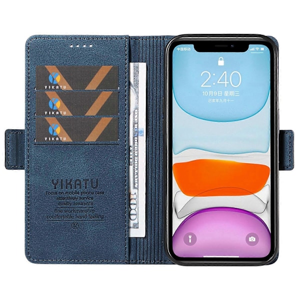 YIKATU YK-005 PU Læder Flip Cover til iPhone 11, Wallet Stand Hud-berørings Telefon Cover Multicolor Style A