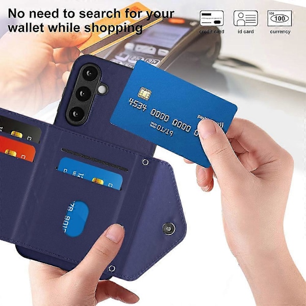 YB Leather Coating Series-8 Samsung Galaxy S23 FE RFID-suojakorttikotelo jalustalla Multicolor Sapphire