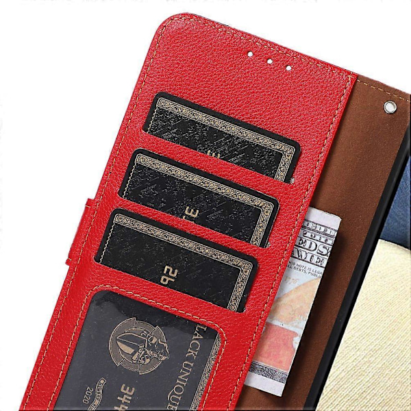 KHAZNEH Fodral för Xiaomi Poco C75 4G/Redmi 14R 5G/14C 4G RFID-blockerande Plånbok PU Läder Telefonskal Multicolor Red
