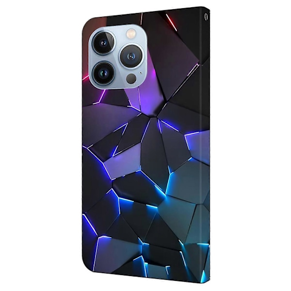 För iPhone 16 Pro Max Skal Mönstertryckt Skyddande Fodral TPU+PU Läder Flip Telefonfodral Multicolor Style G