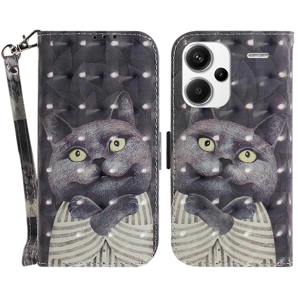 Til Xiaomi Redmi Note 13 Pro+ 5G Etui 3D Mønster Læder Wallet Telefon Cover Håndtaske Multicolor Embracing Cat