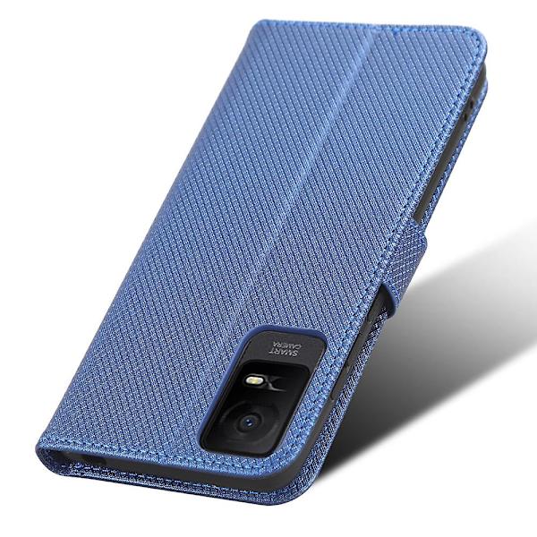Tcl Ion X timanttikuvioinen nahkainen puhelinkotelo lompakko jalustalla naarmuuntumaton puhelimen suojus Blue
