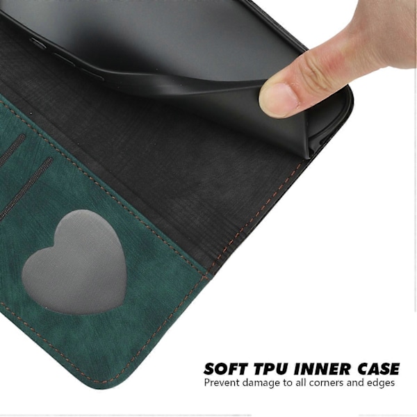 YX0020 Læder Wallet Folio Flip Telefon Cover til Samsung Galaxy A15 5G Multicolor Blackish Green