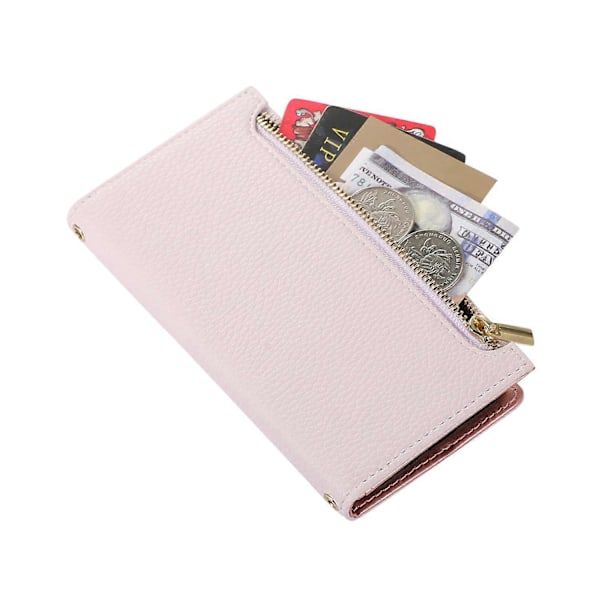 Til iPhone 15 Plus Cover Lynlåslomme Litchi Tekstur PU Læder Telefon Cover med Rem Multicolor Style B