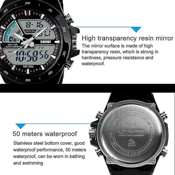 Skmei 1016 Noctilucent Waterproof Double Digital Watch Gold Gold