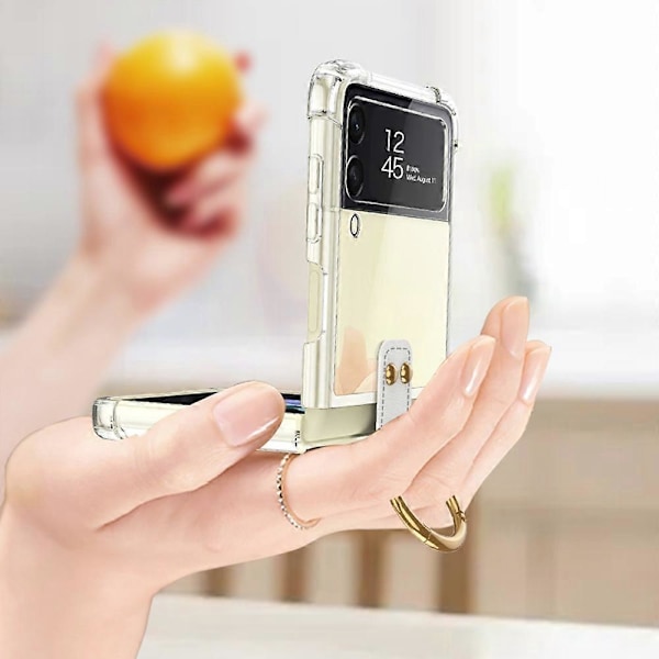 GKK För Samsung Galaxy Z Flip4 5G Finger Ring Design Airbag TPU Transparent Mobilskal Multicolor Style D