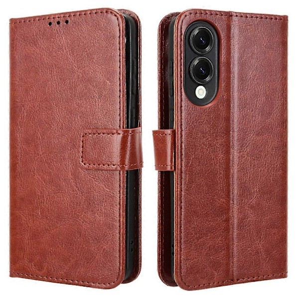 Til Samsung Galaxy S25 Edge Etui Crazy Horse Tekstur PU Læder Telefon Wallet Cover Multicolor Brown
