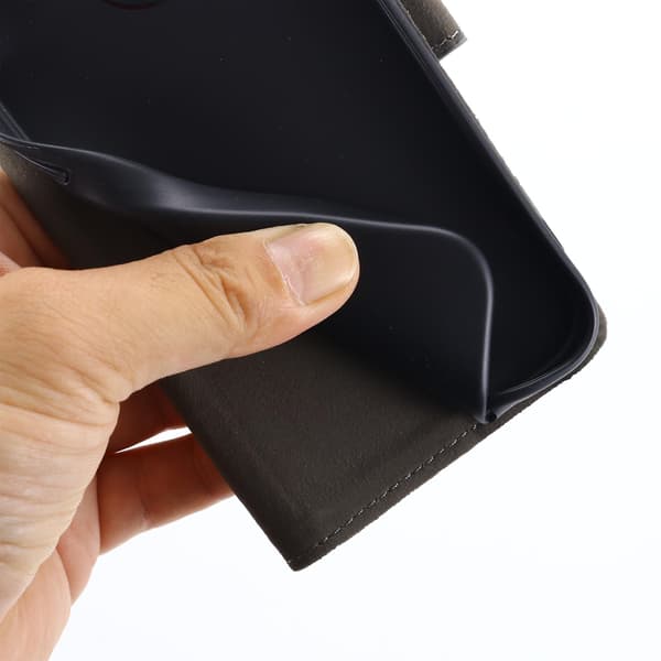 För Iphone 15 Pro Canvas Pu Läder Case Stativ Plånbok Cover Black