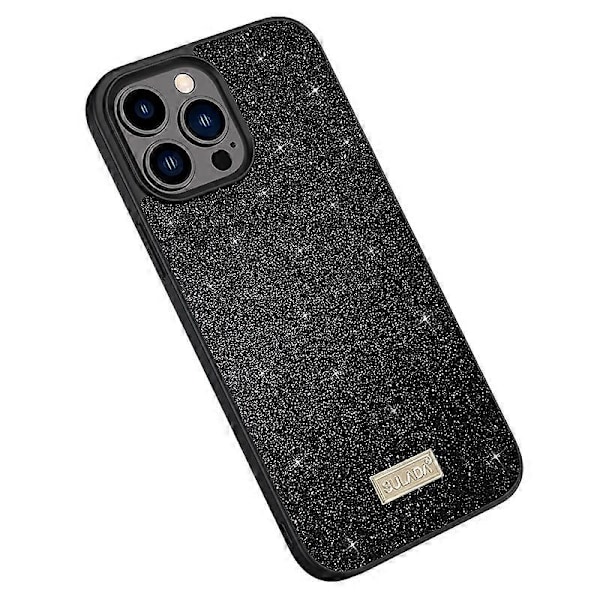 SULADA Baksidesskydd för iPhone 15 Pro, PU Läderbelagd PC+TPU Glitter Paljetter Mobilskal Multicolor Style A