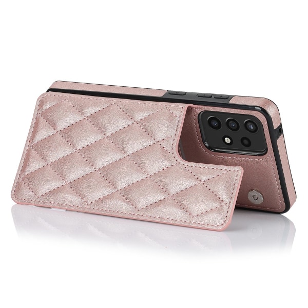 För Samsung Galaxy A52 4g / 5g / A52s 5g Rfid-blockerande phone case Korthållare Läder+tpu Kickstand cover Rose Gold