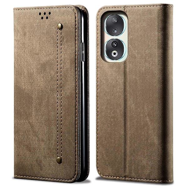 Honor 90 Nahkainen Käännettävä Puhelinkotelo Farkkukangas Tekstuurilla Lompakko Jalusta Suojus Multicolor Style C