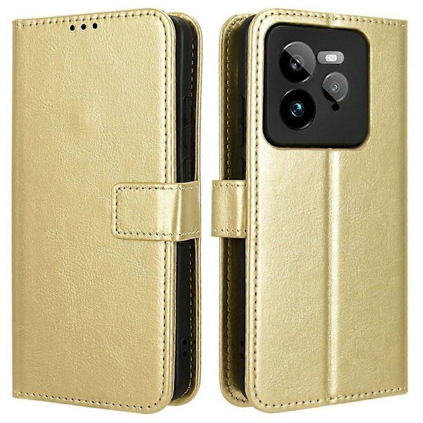 För Realme GT 7 Pro 5G Fodral Crazy Horse Textur PU Läder Plånboksfodral Multicolor Style C
