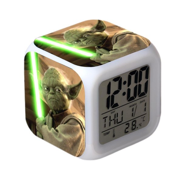 Wekity Star Wars Alarm Clock Movie The Force Awakens Led Alarm Clock Square Clock Digital väckarklocka med tid, temperatur, alarm, datum