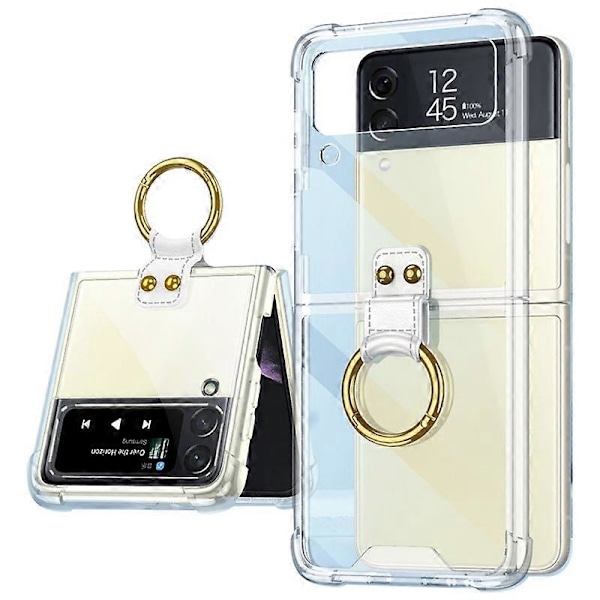 GKK För Samsung Galaxy Z Flip4 5G Finger Ring Design Airbag TPU Transparent Mobilskal Multicolor Style F
