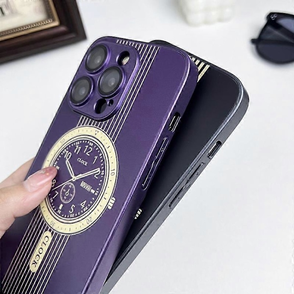 Mjukt TPU-skal med klockdesign och magnetiskt skydd med linsskydd för iPhone 15 Pro Multicolor Style C