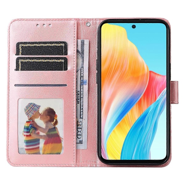 Mobiltelefonetui til Oppo A58 4G, Wallet Stand Shell PU Læder Solsikke Præget Telefoncover Multicolor Style E