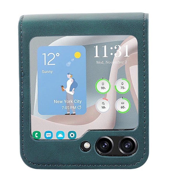 Til Samsung Galaxy Z Flip5 5G Telefoncover med Kort Slot Stødsikkert PU Læder PC Telefon Cover Multicolor Style C