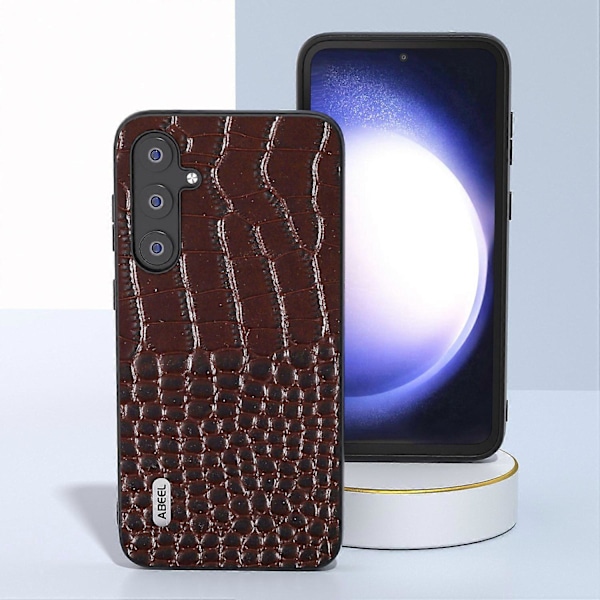 För Samsung Galaxy S23 FE Krokodiltextur Äkta Läder+PC+TPU Telefonfodral Stöttåligt Skydd Multicolor Style D