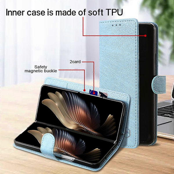 Skal för Samsung Galaxy Z Fold5 5G, enfärgat skyddande fodral PU-läder plånboksfodral Multicolor Style B