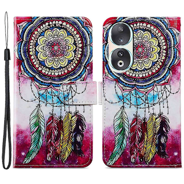 Honor 90 Lompakkokotelo Painettu Kuvio PU Nahka Käännettävä Jalustakansi Multicolor Style H