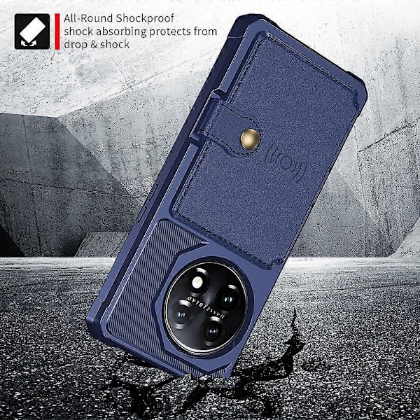 ZM03 Stødsikkert etui til OnePlus 11 5G PU læderbelagt TPU telefoncover med kortholder og støttefod Multicolor Style D