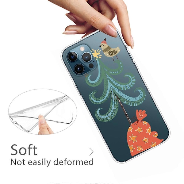 Til iPhone 16 Pro Max Cover Julemønster Print Blød TPU Telefon Cover - Sokker og Gaver Multicolor Bird on Tree