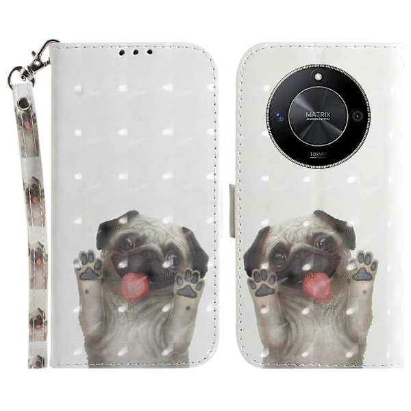 Honor X9b 5G/Magic6 Lite 5G/X50 5G Kotelo 3D Kuvio Tulostettu Naarmuuntumaton Puhelinlompakkokotelo Multicolor Pug