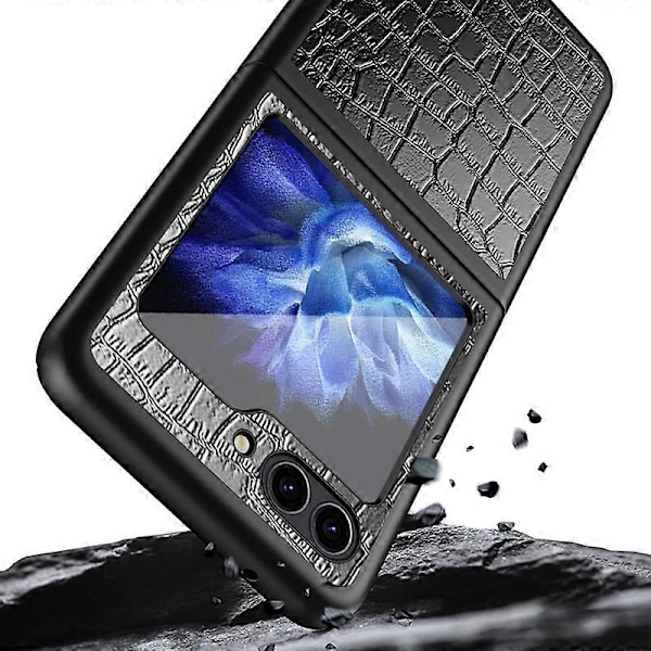 Telefoncover med krokodilletekstur til Samsung Galaxy Z Flip5 5G PU Læder Hård PC Telefonskal Multicolor Style C