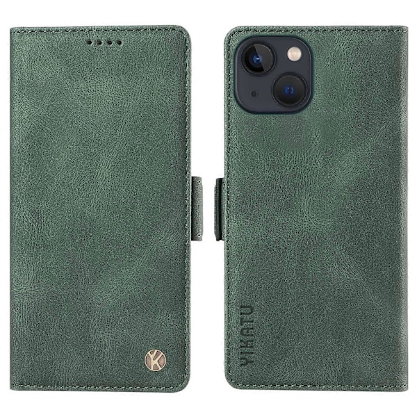 YIKATU YK-005 Skinnkänsla PU Läder Plånboksfodral med Stötsäkert Ställ för iPhone 15 Multicolor Style D