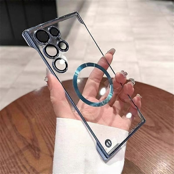 Samsung Galaxy S23 Ultra -kotelo, läpinäkyvä PC, kehyksetön magneettinen puhelinkotelo Multicolor Style D