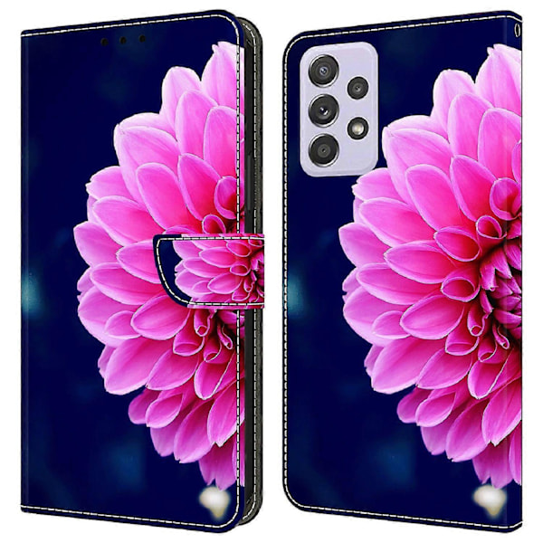 Wallet Case til Samsung Galaxy A52 4G/5G/A52s 5G, PU Læder Stand 3D Mønster Print Telefon Cover Multicolor Pink Flowers