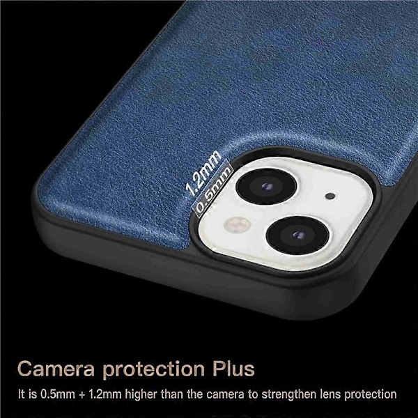 IPhone 15 Plus iskunkestävä suojakotelo PU-nahka+TPU+PC puhelinkuori Retro puhelinkotelo Multicolor Style B