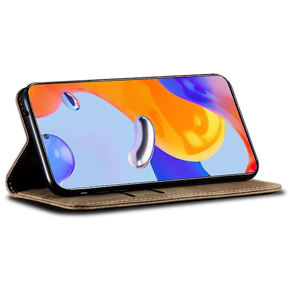 Mobilskal för Xiaomi Redmi Note 13 Pro+ 5G, jeansstruktur i tyg och läder Multicolor Khaki