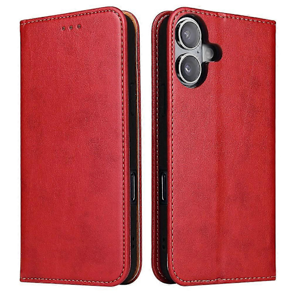 FIERRE SHANN Etui til iPhone 16 Plus PU Læder Flip Stand Wallet Telefon Cover Multicolor Style C