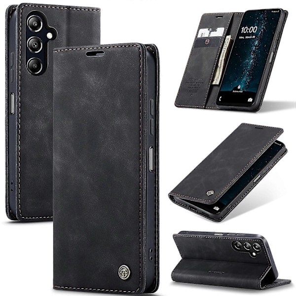 Til Samsung Galaxy A26 5G Case CASEME 013 Series Kortholder Stativ Læder Telefon Cover - Kaffe Multicolor Black