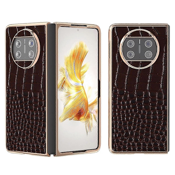 Til Huawei Mate X3 5G Krokodillemønster Telefoncover Ægte Koskindslæder + PC Elektropletteringscover Multicolor Style B