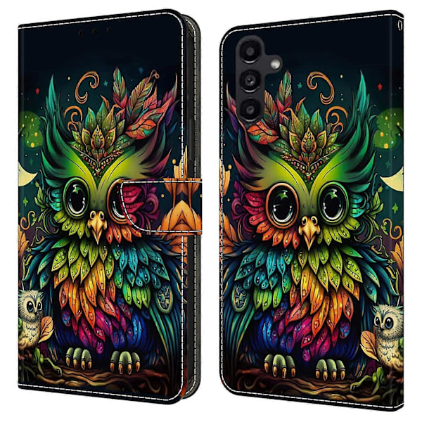 Til Samsung Galaxy A14 4G/5G Etui Mønsterprintet Beskyttelsescover TPU+PU Læder Flip Telefon Etui Multicolor Style L